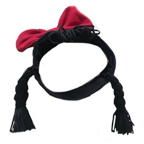 Парик для новорожденных с бантиком с косичкой, детская повязка на голову подходит для мужчин и женщин для девочек, ободок, заколка для волос, аксессуар для волос