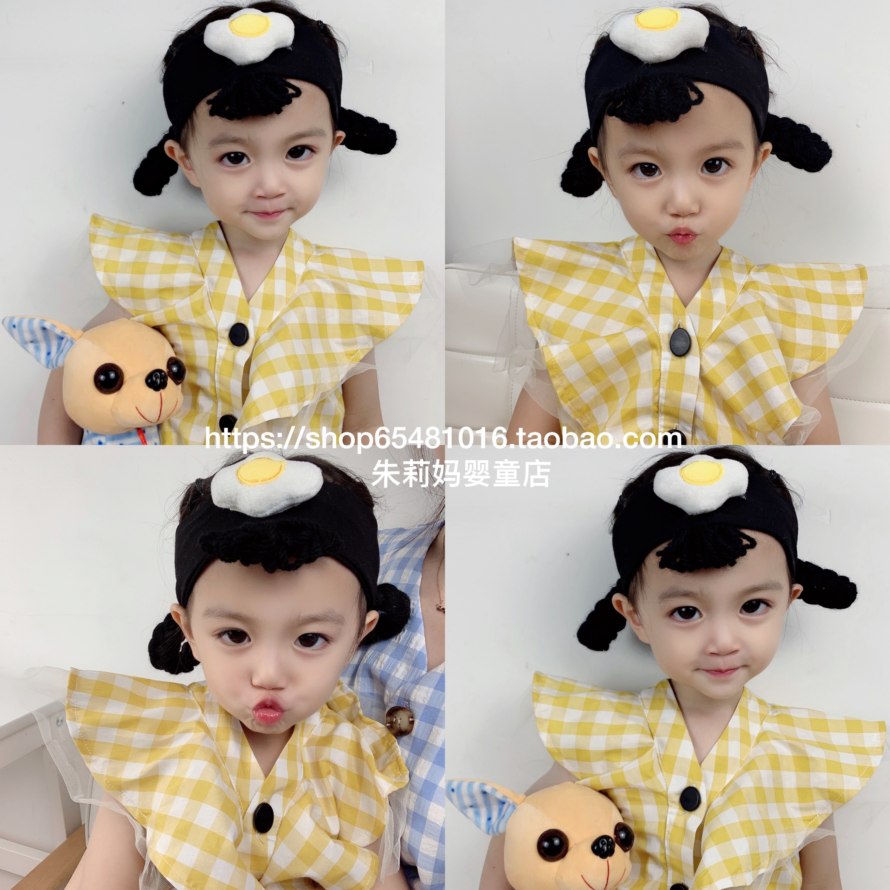 Korean pure cotton baby headband black twist braid princess fontanel poached egg hair accessories female baby headdress