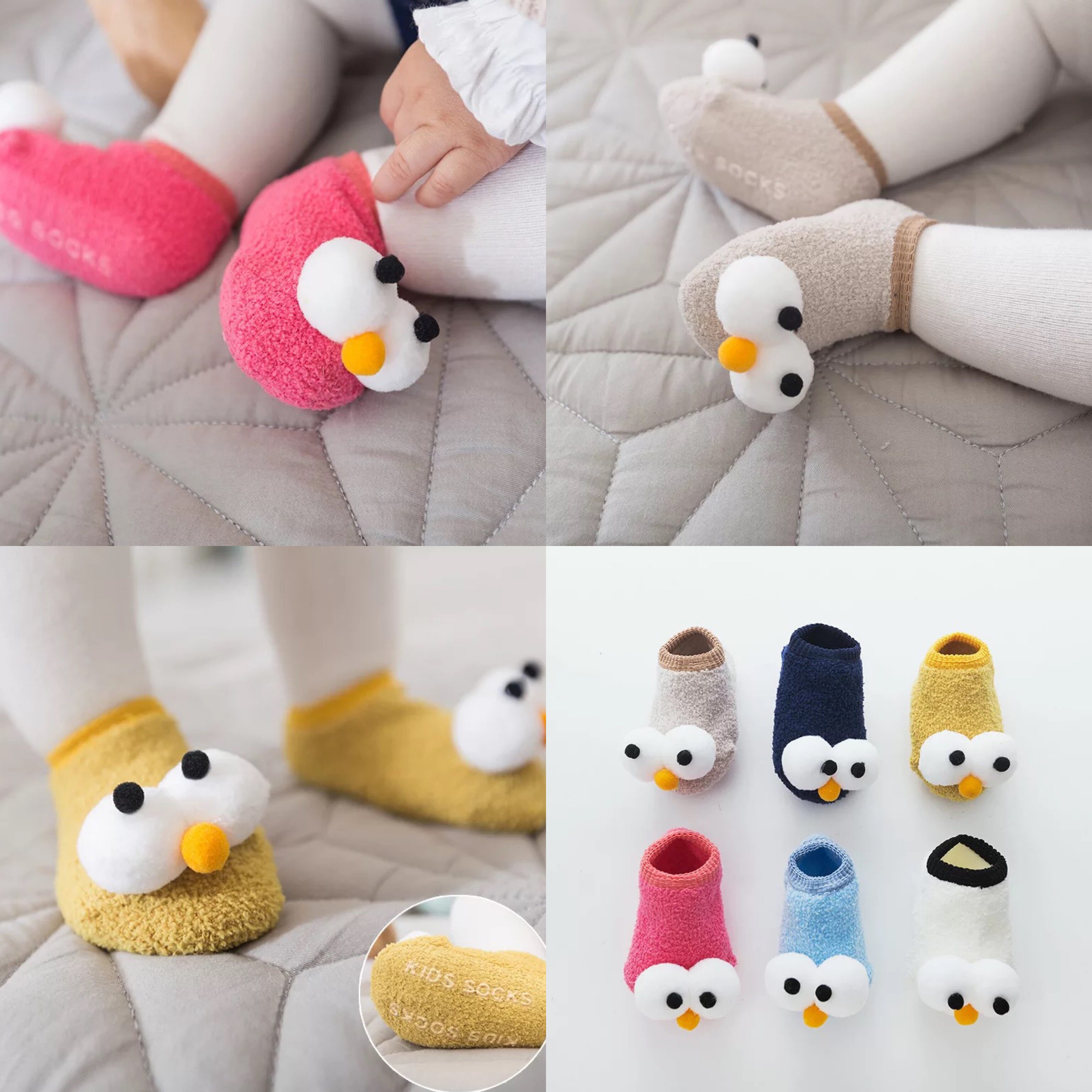 ins Korean version of baby non-slip shoes and socks cover big eyes Cute Children boat socks Baby floor socks Toddler socks
