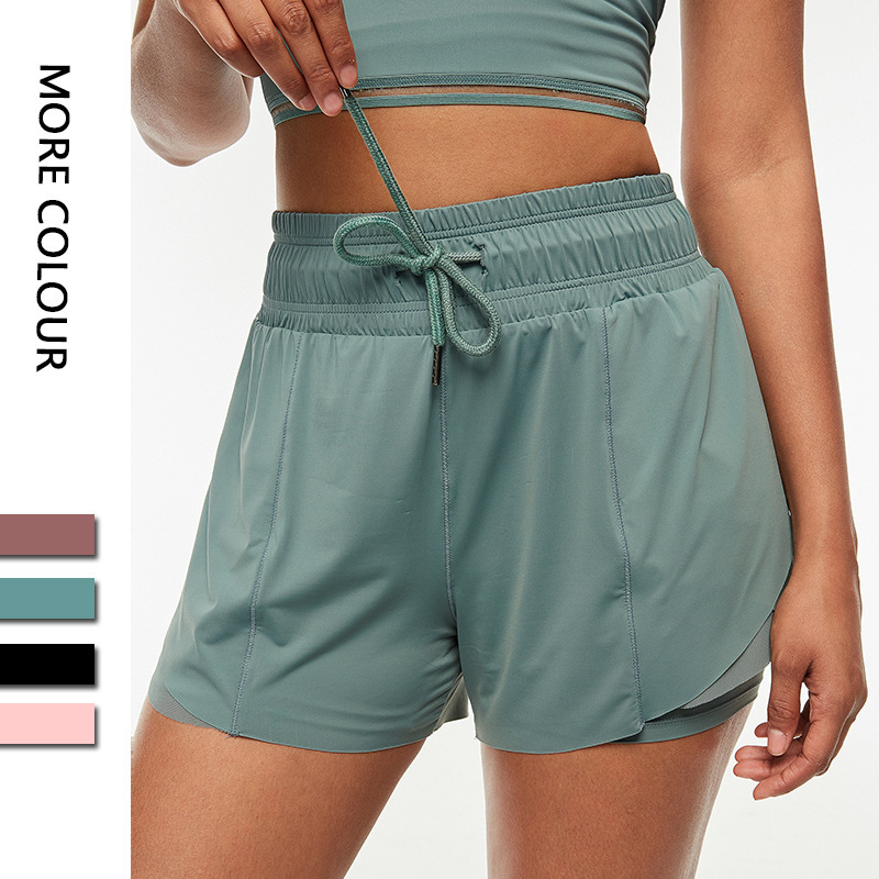 Cross-Border Seamless Sports Shorts for Women, Amazon Two-In-One Fitness Shorts, Anti-Exposure Running Yoga Shorts