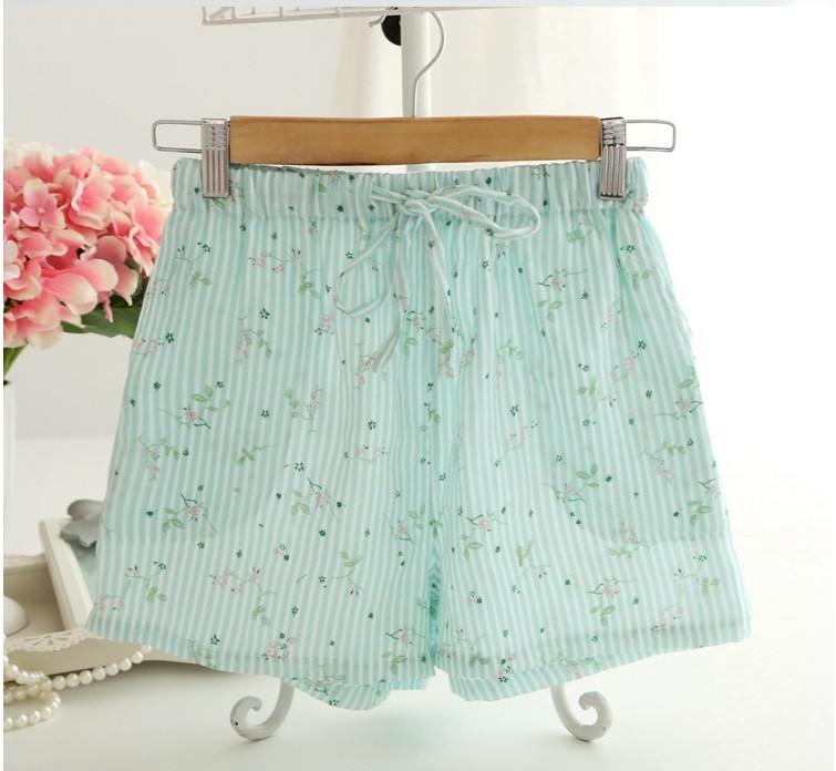 Bông gạc đôi quần short nữ mùa hè quần pajama bông nhà quần nóng quần phần mỏng nhà quần kích thước lớn