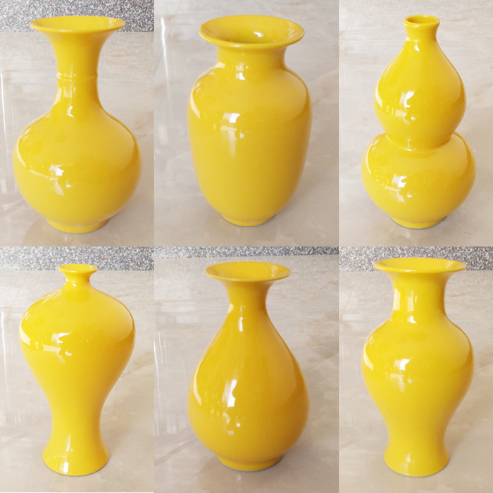 Jingdezhen Ceramic Vase, Pure Yellow, Small Size, Creative Entrance Decoration, Living Room Home Use, Modern Dried Flower Arrangement Decoration Jingdezhen Ceramic Vase, Pure Yellow, Small Size, Creative Entrance Decoration, Living Room Home Use, Modern Dried Flower Arrangement Decoration