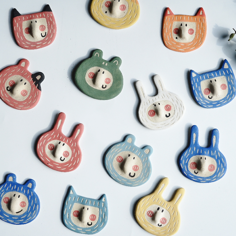 Rabbit Fridge Post Custom Original Design Handmade Home Decoration Ceramics Cute Days With Small Companion Gift