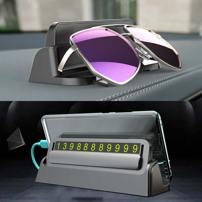 Multifunction onboard mobile phone holder Double number navigation bracket Hide car phone seat Creative 8-fit 1 parking card