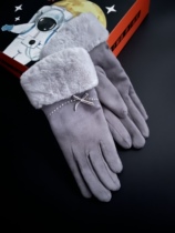 Winter warm leather gloves ladies plus velvet thick touch screen plush outdoor travel cycling winter fashion gloves