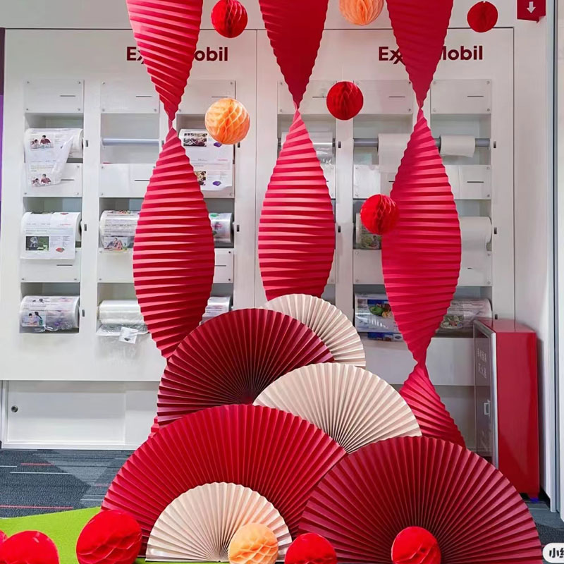 Red wedding celebration long corrugated paper wedding on-site background decoration Spring Festival Festive Windows Wave Origami-Origami Props Arrangement-Taobao