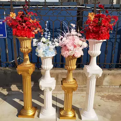 Golden Roman column wedding props new opening celebration Meichen display decoration rack decoration supplies road leading flowers