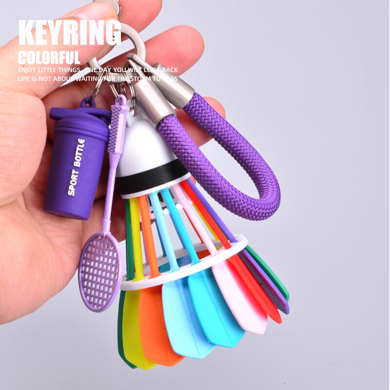 Creative Badminton Keychain Sports Pendant Colorful Racket String Bag Decoration Personalized Decorative Accessory Creative Badminton Keychain Sports Pendant Colorful Racket String Bag Decoration Personalized Decorative Accessory