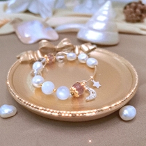 Peach Blossom Love original niche design bracelet Pearl strawberry Crystal White Moonlight White Crystal peach blossom transfer