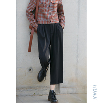 Flower gig K898 green tucked 90% straight cylinder Loose Broadlegged Pants Woman High Waist Pituality Casual Pants 2021 New