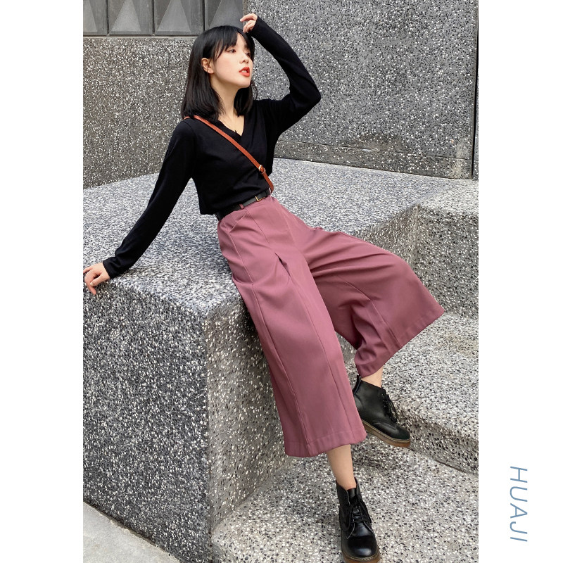 Flower gig K897 black 70% casual wide pants woman high waist pituality waft 60% 80% small sub pants