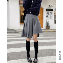 Flower Ji Q198 Green Japanese Academy Style Pleated Skirt Small Irregular Skirt 2021 New