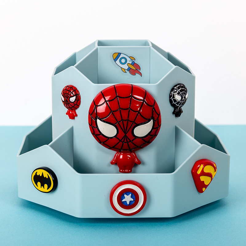 Spider-Man 360-Degree Rotating Pen Holder for Kidsren and Boys Desktop Storage Box Cartoon Student Multi-Functional Large Capacity Spider-Man 360-Degree Rotating Pen Holder for Kidsren and Boys Desktop Storage Box Cartoon Student Multi-Functional Large Capacity