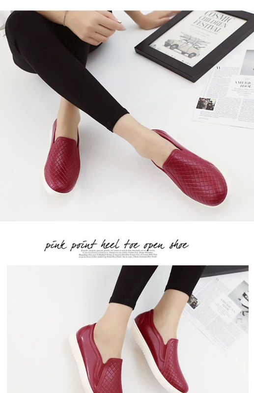 Giày đi mưa mới nữ ngắn ống chống trượt cotton mùa thu / mùa đông Giày nước thấp dành cho người lớn bằng phẳng Giày nhựa ngoài trời Hàn Quốc