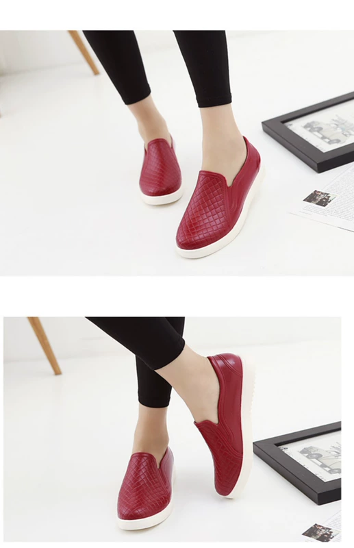 Giày đi mưa mới nữ ngắn ống chống trượt cotton mùa thu / mùa đông Giày nước thấp dành cho người lớn bằng phẳng Giày nhựa ngoài trời Hàn Quốc