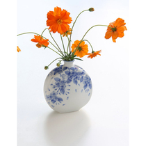Spot Japanese original imported Jiu Yaki writer hand painted Apple flower Japanese flat pot small mouth vase flower