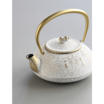 Defective Japanese original imported Southern Iron White Gold six gourd 0 3 liters tea small iron pot enamel