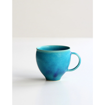 Spot Japanese imported pottery writer hand made original 240 ml rough pottery blue glaze personality coffee cup mug