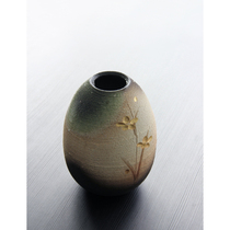 Spot Japan original imported letter paste burning flower branches gold color handmade twotile pottery flower Japanese Vase ornaments