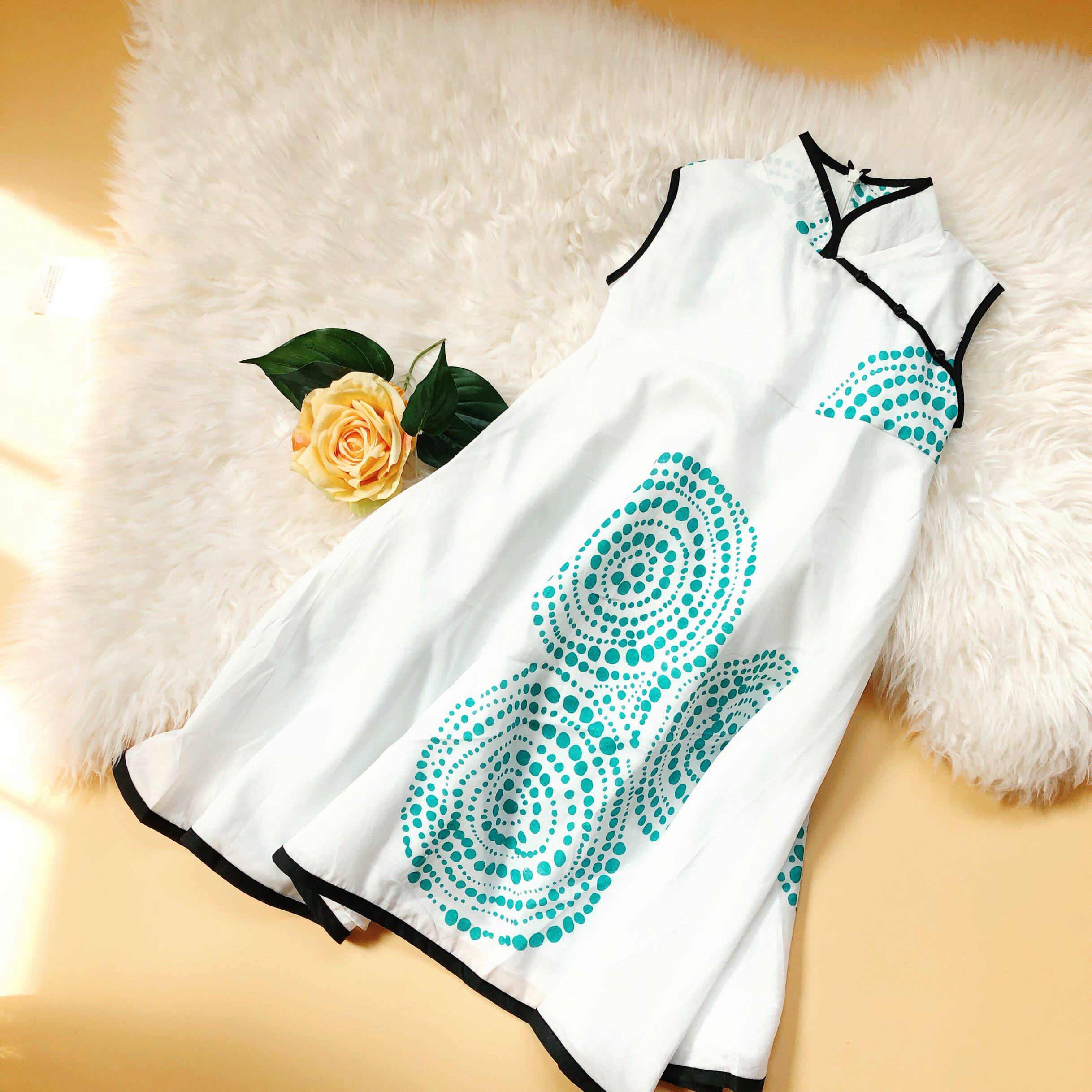 Export original single children's silk cotton big children's cheongsam dress improved Tang dress