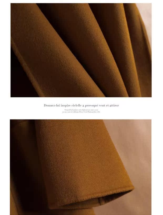 Áo khoác cashmere hai mặt chống mùa cho nữ dài 2018 Áo len Hepburn mới Áo khoác Hepburn gió qua đầu gối len áo khoác cardigan