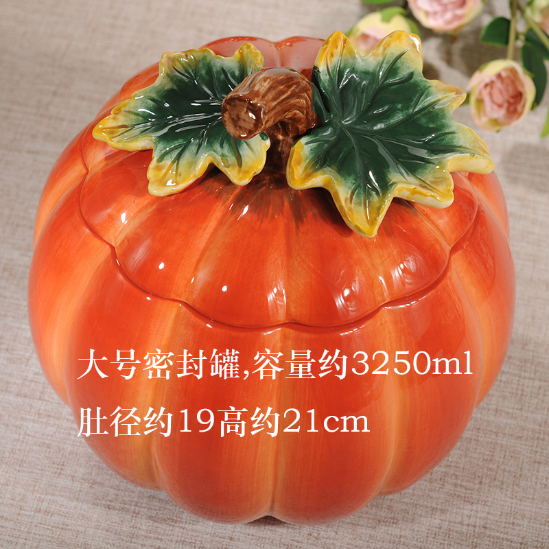 Pumpkin ceramic sealing tank cartoon canned canned canned canned canned canned canned tea canned tea canned home decoration
