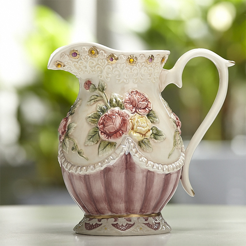 Flowers Water Cans Ceramic Vases Modern Minimalist Decoration Relief Rose Book Room Bedrooms headroom Home European-style