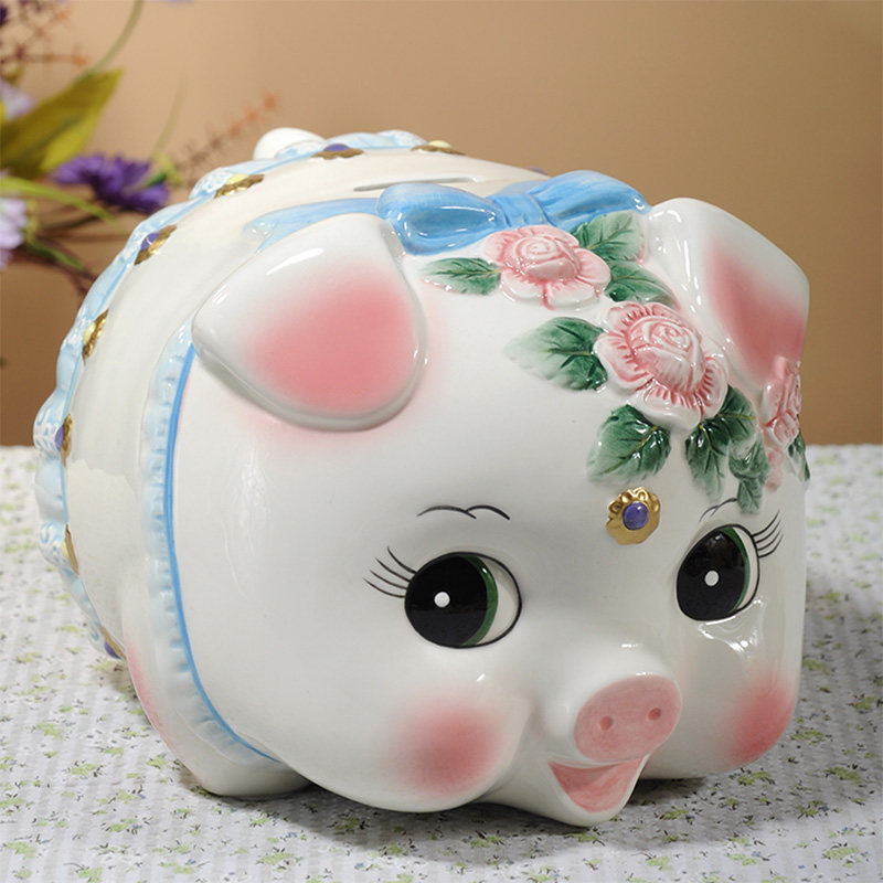 Home Residence Decoration Pig Deposit Money Pot Large Deposit Money Cylinder Decoration Zero Money Pot Cartoon Healing Department Birthday Joe Relocation Gift