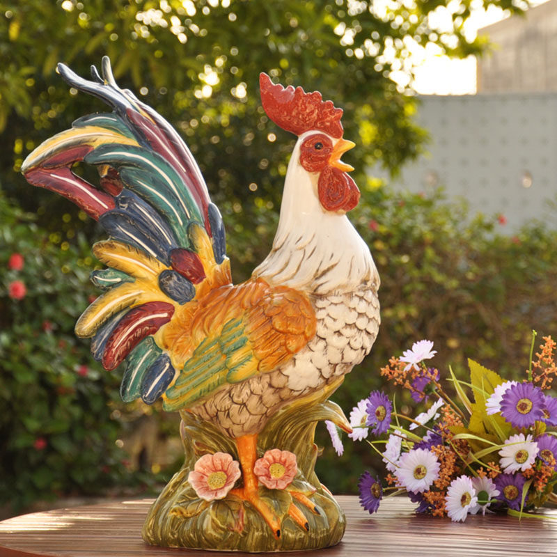 Ceramic Large Number Pendulum Pieces Big Public Chicken Genguan Henguan Decoration Living Room Furnishing Zodiac Gifts Wine Cabinet Craft Gifts Swing Accessories Zodiac Zodiac