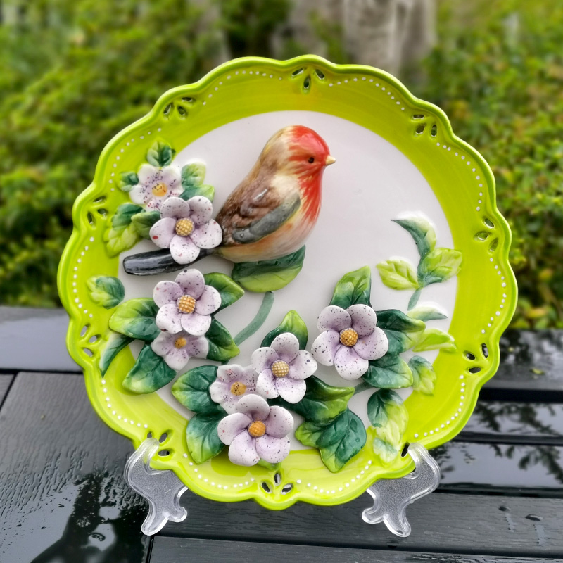 Ceramic Grey Nestle Hung Tray TV Cabinet Decoration Pendulum decoration Decorative Pan Wall Hanging Accessories Dining Table Sitting Tray Giving Bracket