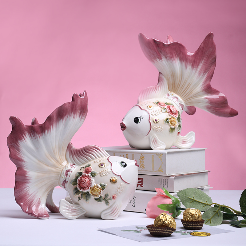 Ceramic on fish swing cute wedding giftCouple festival more than office opening Joe relocating new room decoration