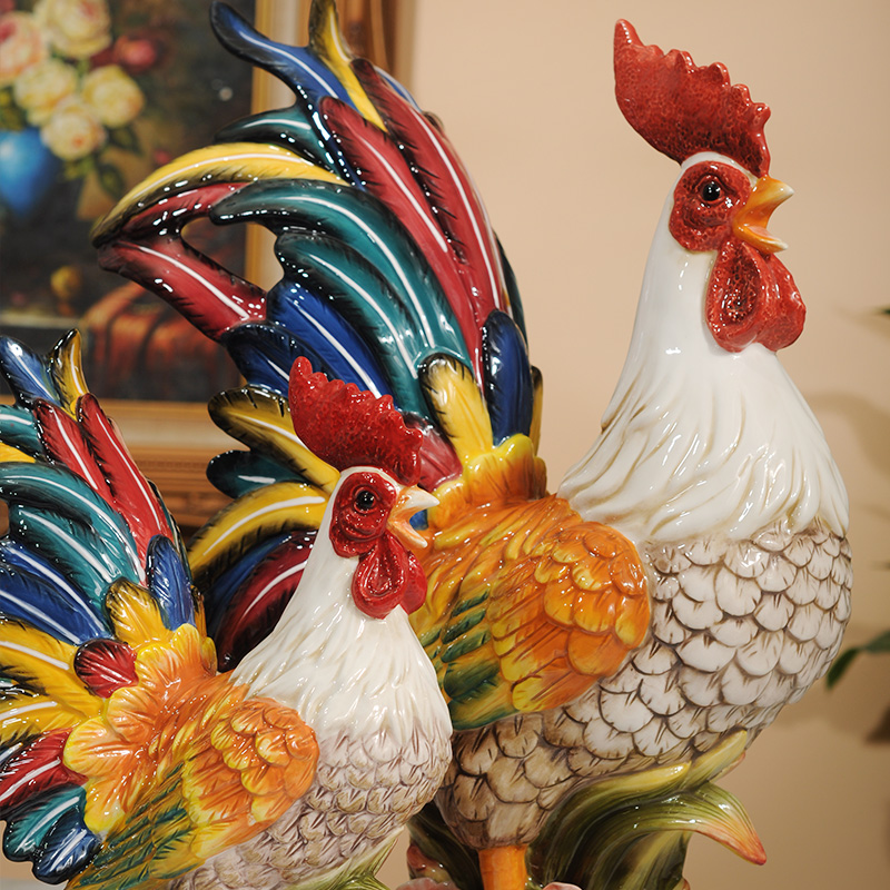 Wine Cabinet Craft Gifts Swing Accessories TV Cabinet Decorations Genguan Eurostyle Pendulum Pieces American Home Gift Five Colorful Auspicious Rooster