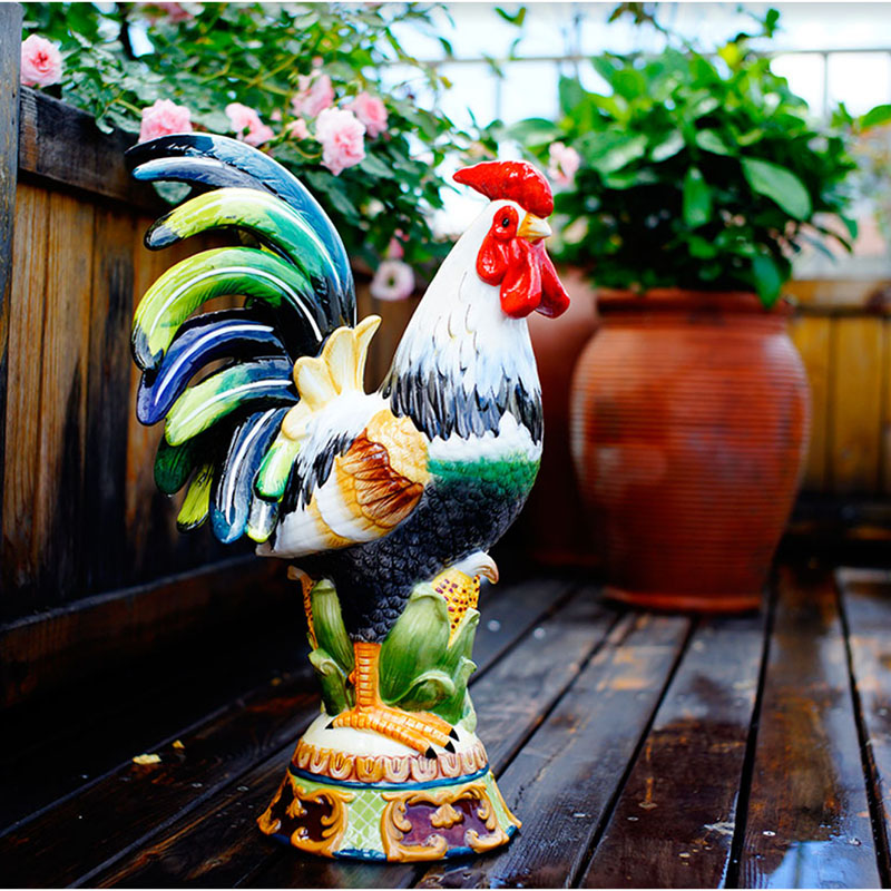 Ceramic Corn Small Rooster Craft Gift Swing Accessories Oil Painting Style Swing animal Home Residence Ornament Zodiac Chicken Furnishing Adornment