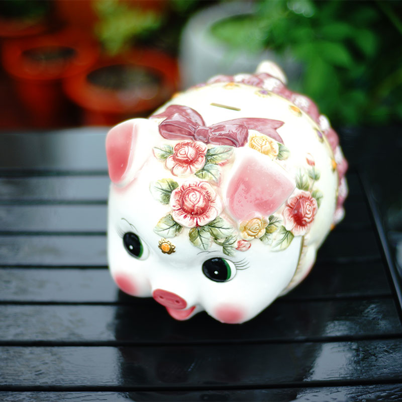 Fangya Large Number of Pig Ceramic Deposit cartridges Deposit Money Pot Decorated with Zero Money Pot Eu Style Cartoon Deposit Money Silo Girls