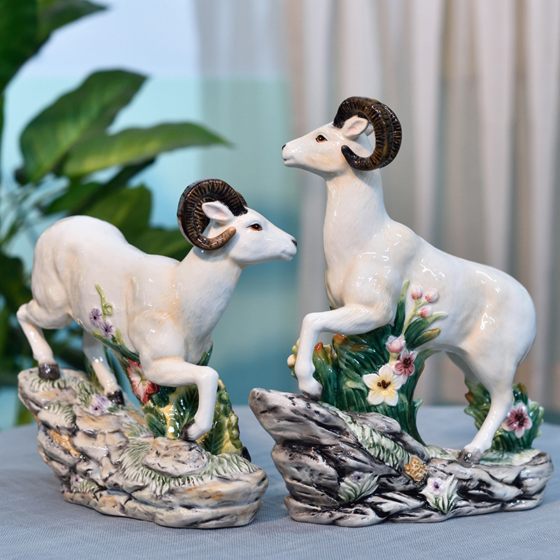 Goat Goat 100 million Ceramic home Desktop Pendulum Pieces Pair Goat Goat Adornment Couple Pair of Goat Personality Gifts
