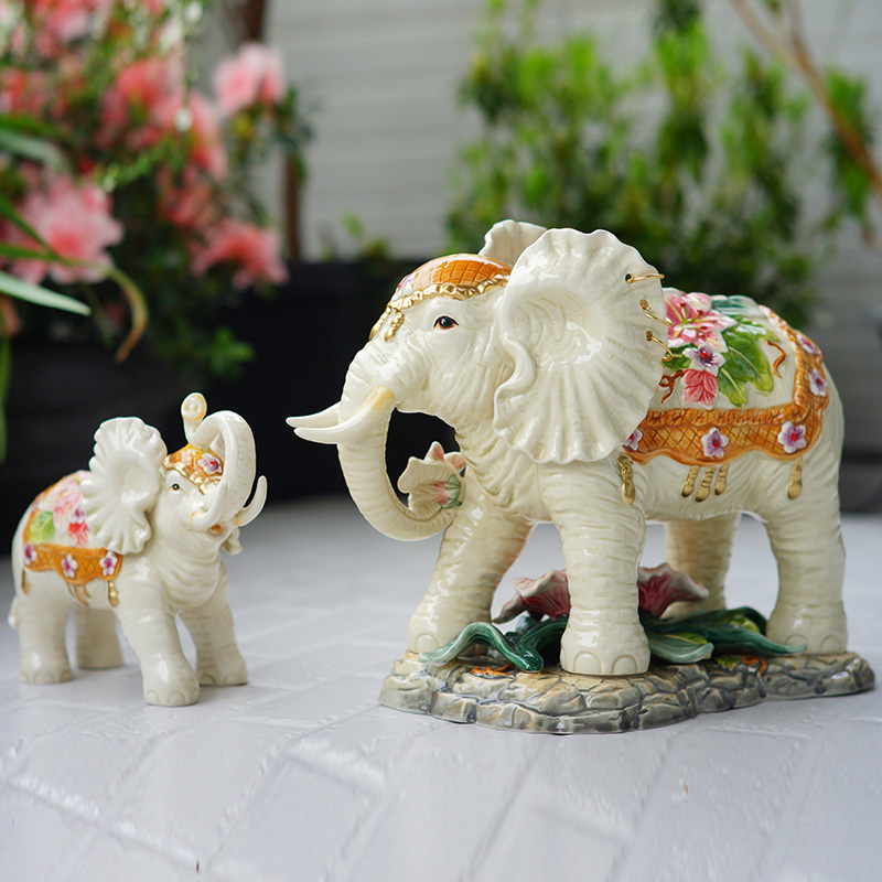 Ceramic elephant craft gifts decoration living room study porch decoration home accessories decoration large and small gifts