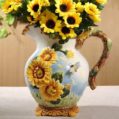 Large vase ceramic sunflower decoration modern fashion European flowers Big Vase bedroom bedside living room table