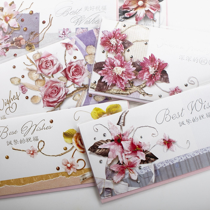 Folding Blessing Card Greeting Card Postcard Large Birthday Card Hot Silver Creative Business Card Folding with Envelope Universal