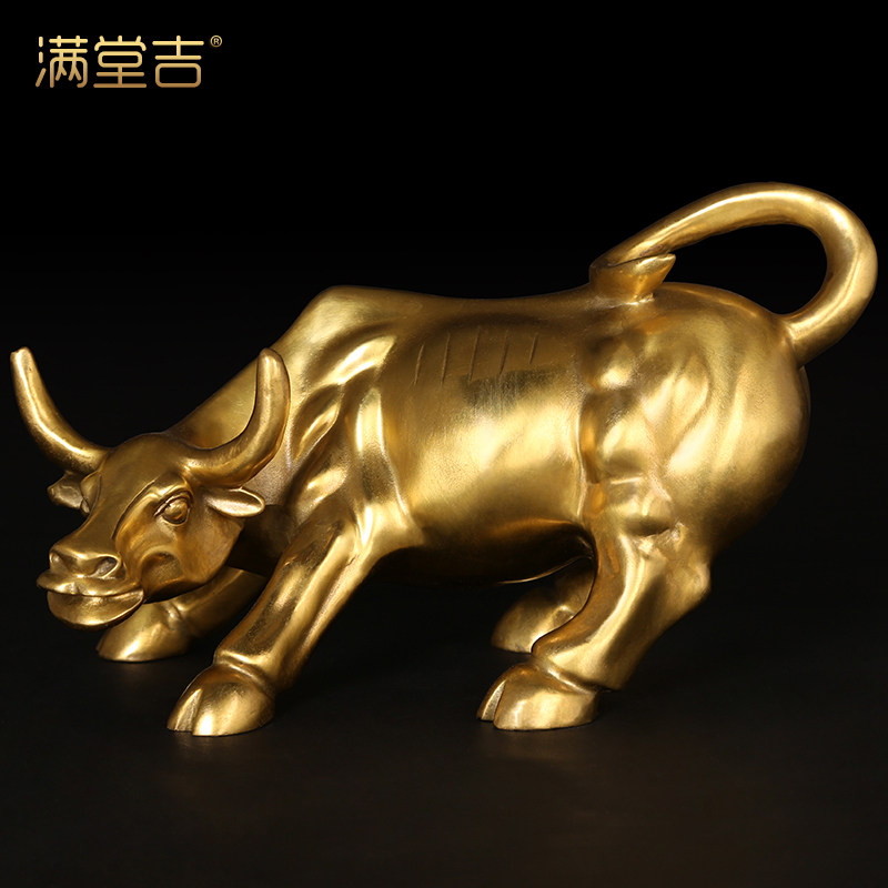 (Clear Cabin) brass Wall Street bull swing piece Caibull Home Furnishing Products Zodiac Bull mascot Bull Turns Dry Kun