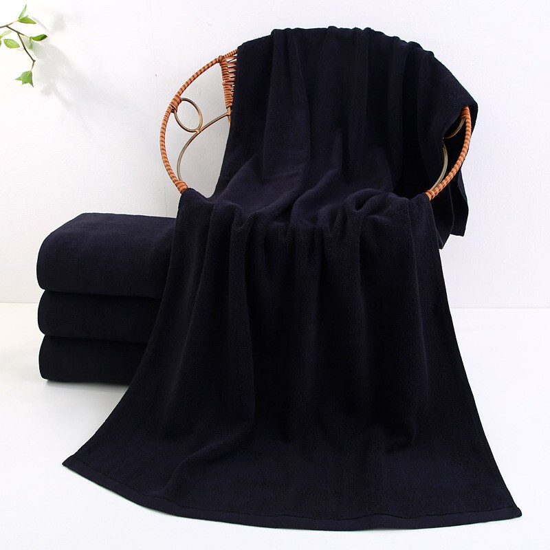 Black Thickened Large Bath Towel, Pure Cotton, for Adults, Men and Women, Home Use, Hotel, Foot Bath, Fire Therapy Shop, Large Towel, Absorbent, 70*140