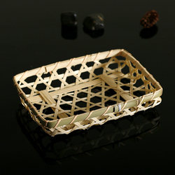 Woven Rectangular Fried Blue Edge Bamboo Basket Vegetable Basket Vegetable and Fruit Picnic Basket Vegetable Basket Fine Willow Bamboo Basket Tray