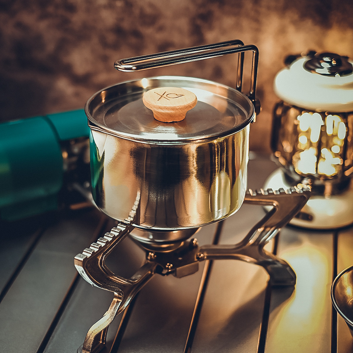 Multifunction 304 stainless steel burning kettle outdoor climbing portable coffee maker Folding Camping Pot Camping Teapot