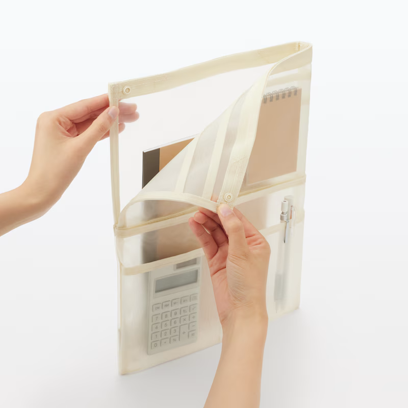 Japan's Muji Nylon Mesh Inner Bag A4 Can Be Used as a Vertical Storage Bag, File Folder Bag, 34*27*3cm