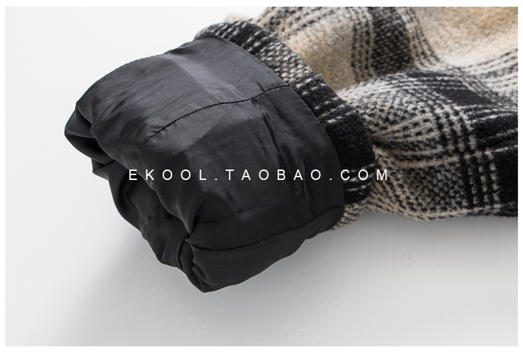 EKOO áo khoác len dày nữ dài phần phiên bản Hàn Quốc 2018 mùa thu và mùa đông mới áo khoác len mỏng tartan mỏng áo khoác blazer