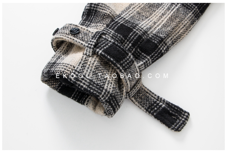 EKOO áo khoác len dày nữ dài phần phiên bản Hàn Quốc 2018 mùa thu và mùa đông mới áo khoác len mỏng tartan mỏng áo khoác blazer