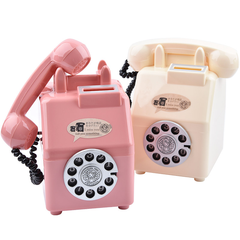 Nostalgic telephone piggy bank Creative cute vintage telephone storage piggy bank Men and women children's gift pot save money