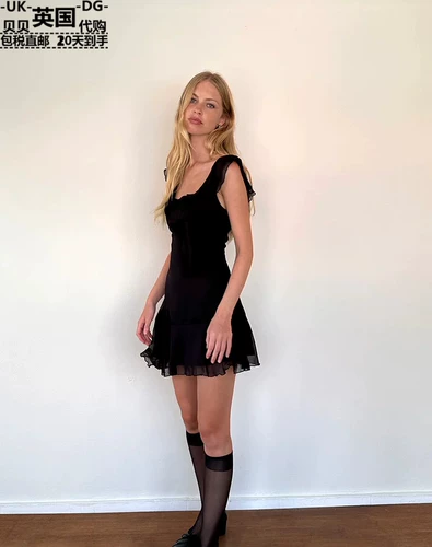 Motel Rocks Women's UK Direct Mail Uo подлинная покупка Binita Black Chiffon Mini Dress