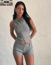 Motel Rocks womens clothing UK direct mail UO new pint Janae turning collar with zip tight vest