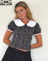 Motel Rocks Womens Clothing UK Direct Shipping UOJisoya Black Printed Lace Shirt