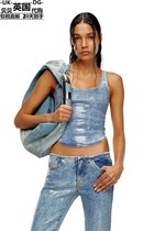 Diesel Womens Clothing UK Direct Mail New Sequin Denim Shorts Vest A128000PGAA